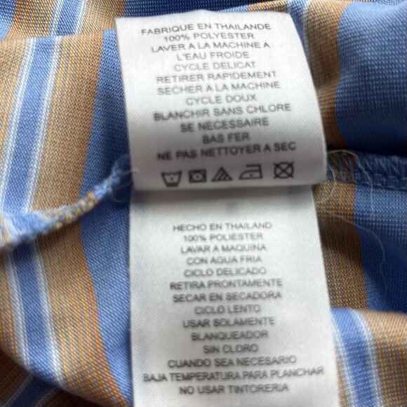 Ashworth Golf Polo Shirt Mens Large Blue Orange Short Sleeves Stripes Size Large - Picture 8 of 9